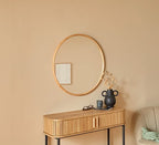 Specchio rotondo con cornice in legno naturale | rohome