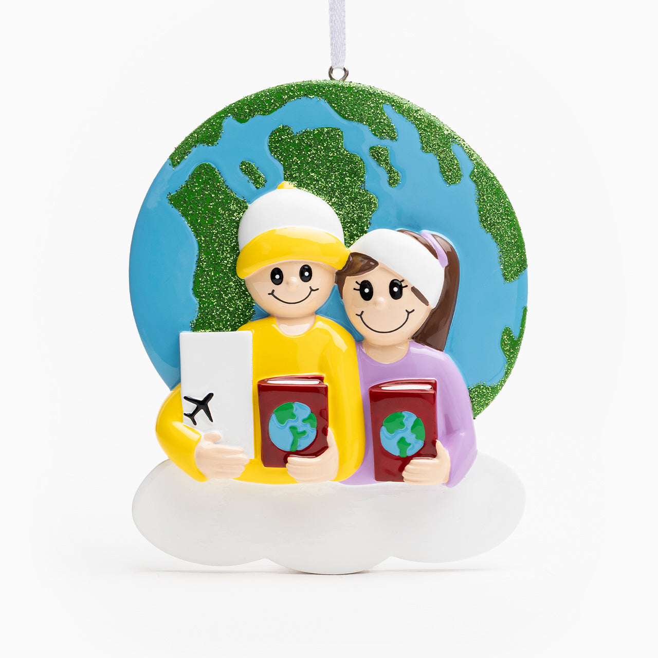 Decorazione Personalizzabile Coppia Viaggiatori con Globo | Rohome