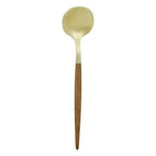 Set 24 posate acciaio inossidabile colore oro e legno | rohome