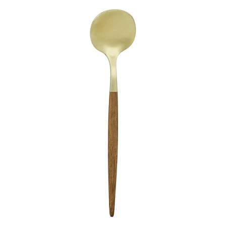 Set 24 posate acciaio inossidabile colore oro e legno | rohome