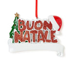 Decorazione Natalizia “BUON NATALE'” con Glitter e Cappello di Babbo Natale| Rohome