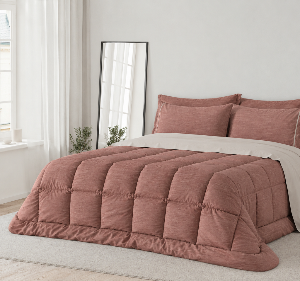 Trapunta 1 piazza e 1/2 in velluto jacquard millerighe | Rohome