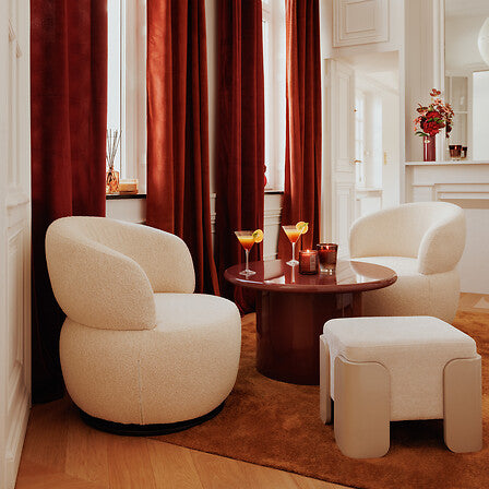 Poltrona in tessuto beige girevole | Rohome