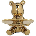 Decorazione orso in ceramica oro con vassoio rettangolare h.19cm | Rohome | Rohome