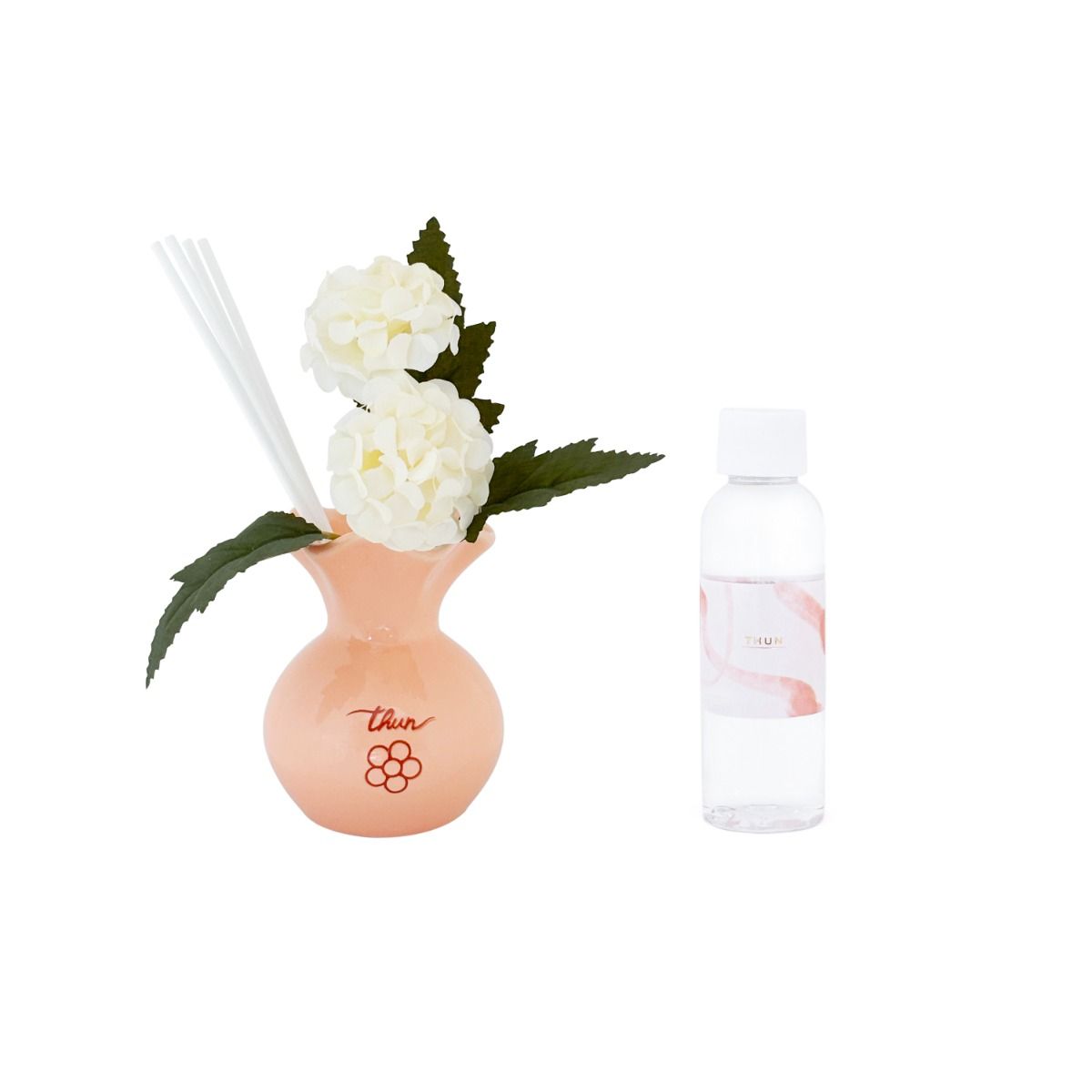 Thun - diffusore in porcellana con fiore colore pesca | rohome