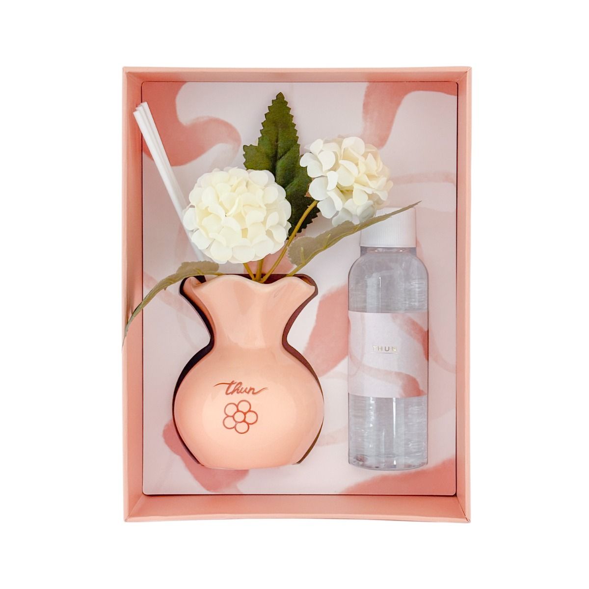 Thun - diffusore in porcellana con fiore colore pesca | rohome