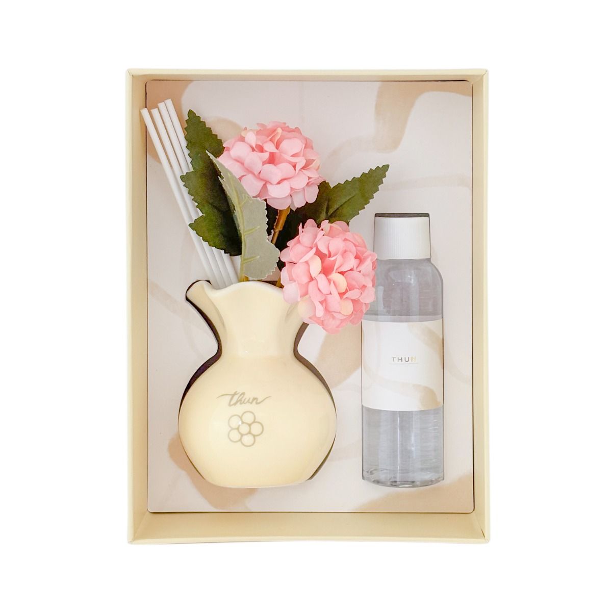 Thun - diffusore in porcellana con fiore colore avorio | rohome
