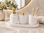 Set 4 accessori bagno trasparente vetro opaco