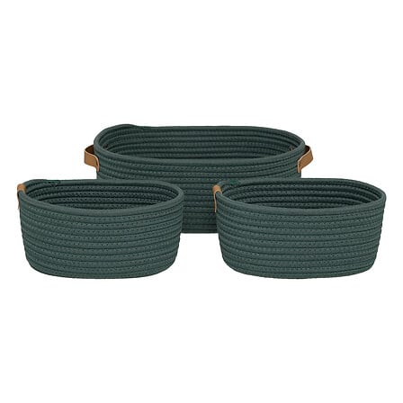 Set 3 cesti in corda colore verde ficus | Rohome
