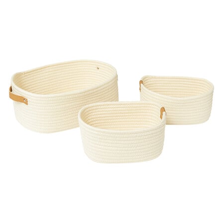 Set 3 cesti in corda colore avorio | Rohome