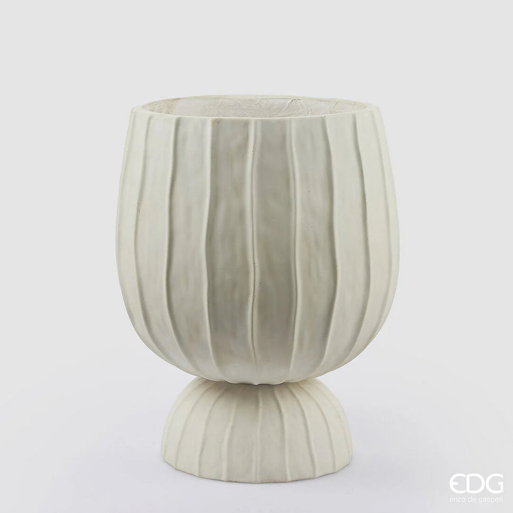 Edg - Vaso a righe bombato con piede h45 | Rohome