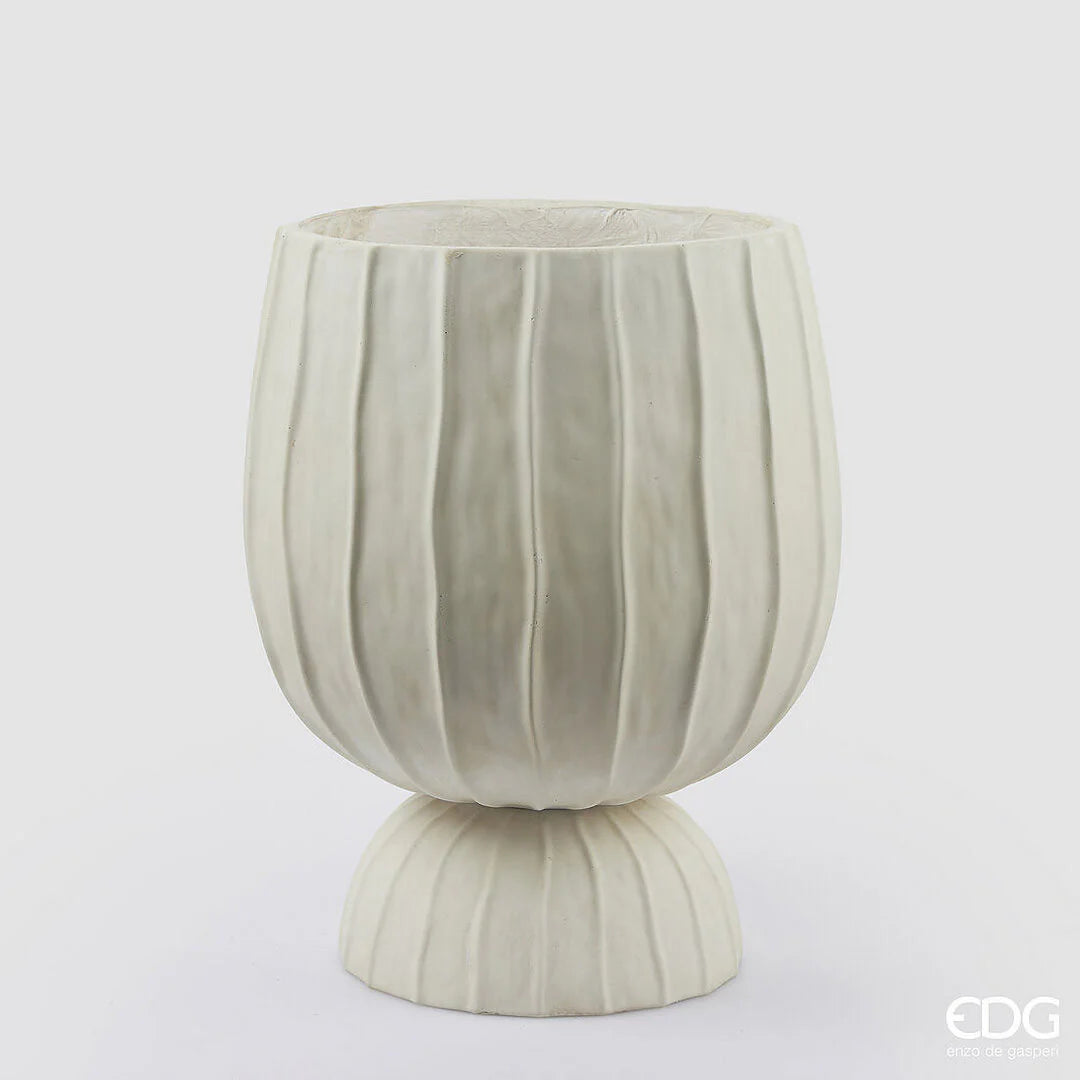 Edg - Vaso a righe bombato con piede h45 | Rohome