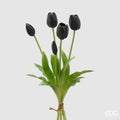 Edg - Mazzo di tulipani nero con foglie h.40cm | Rohome | Rohome