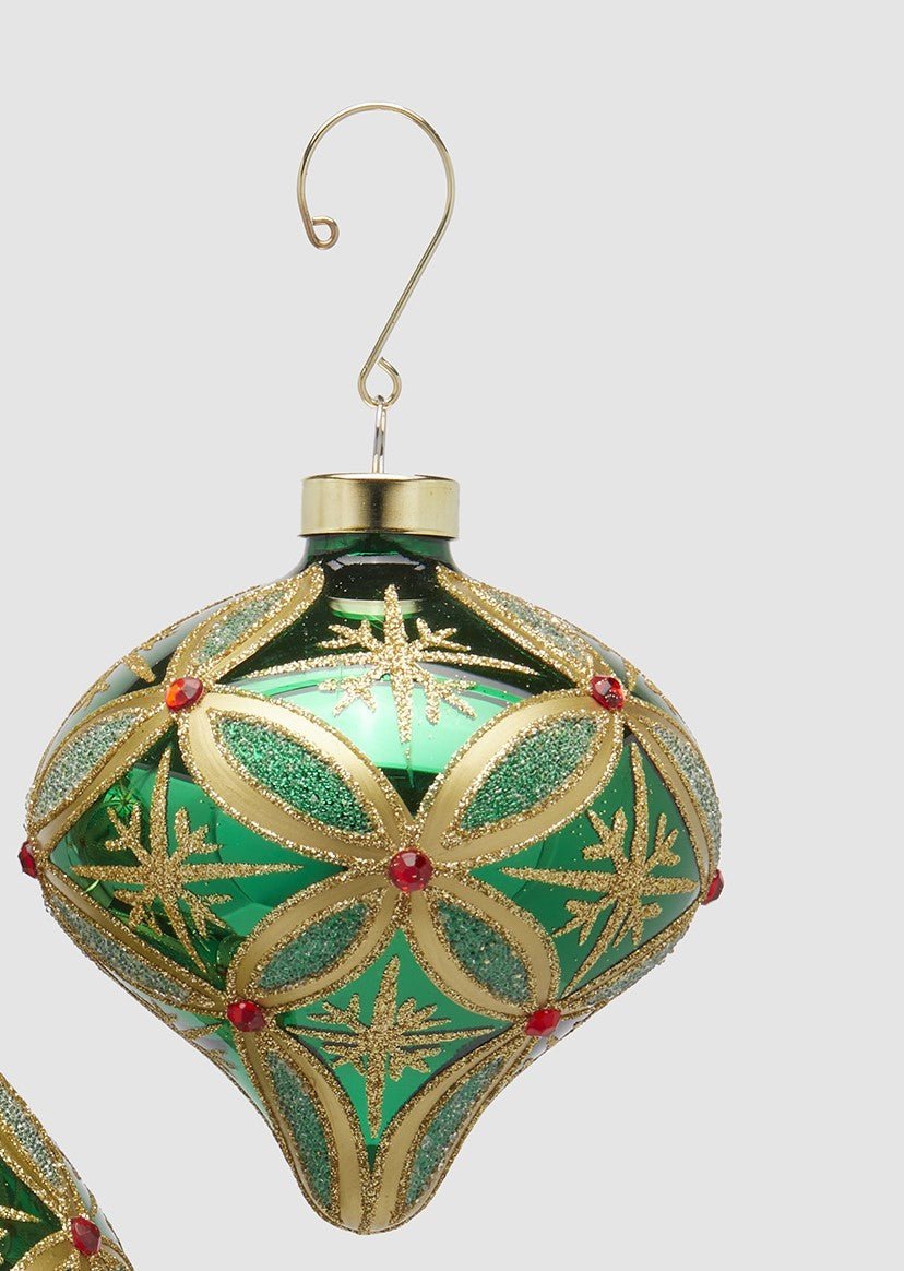 Edg - Pallina di natale verde, oro e rubino | Rohome | Rohome