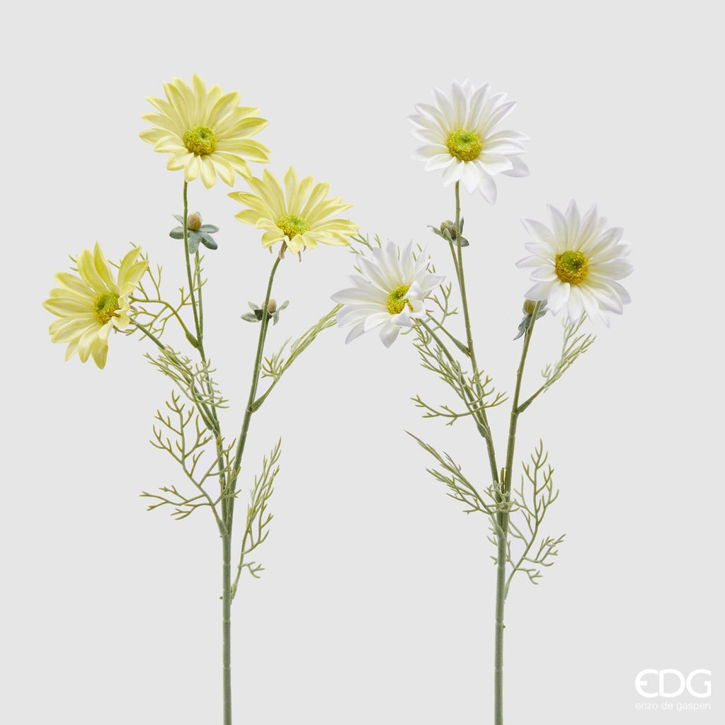 Edg - Ramo artificiale margherita 3 fiori bianco / giallo | Rohome | Rohome