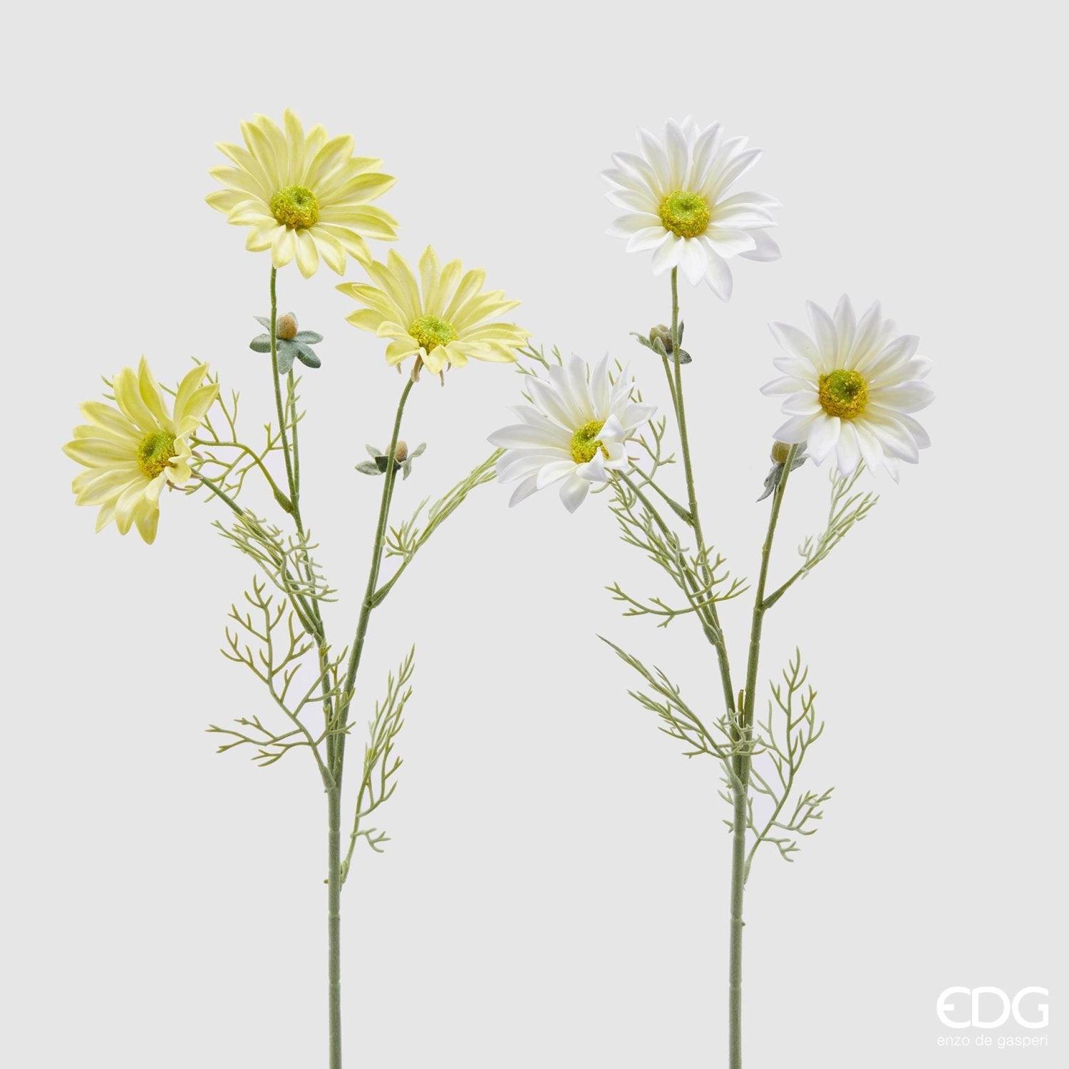 Edg - Ramo artificiale margherita 3 fiori bianco / giallo | Rohome | Rohome