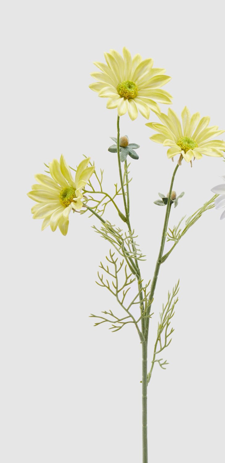 Edg - Ramo artificiale margherita 3 fiori bianco / giallo | Rohome | Rohome
