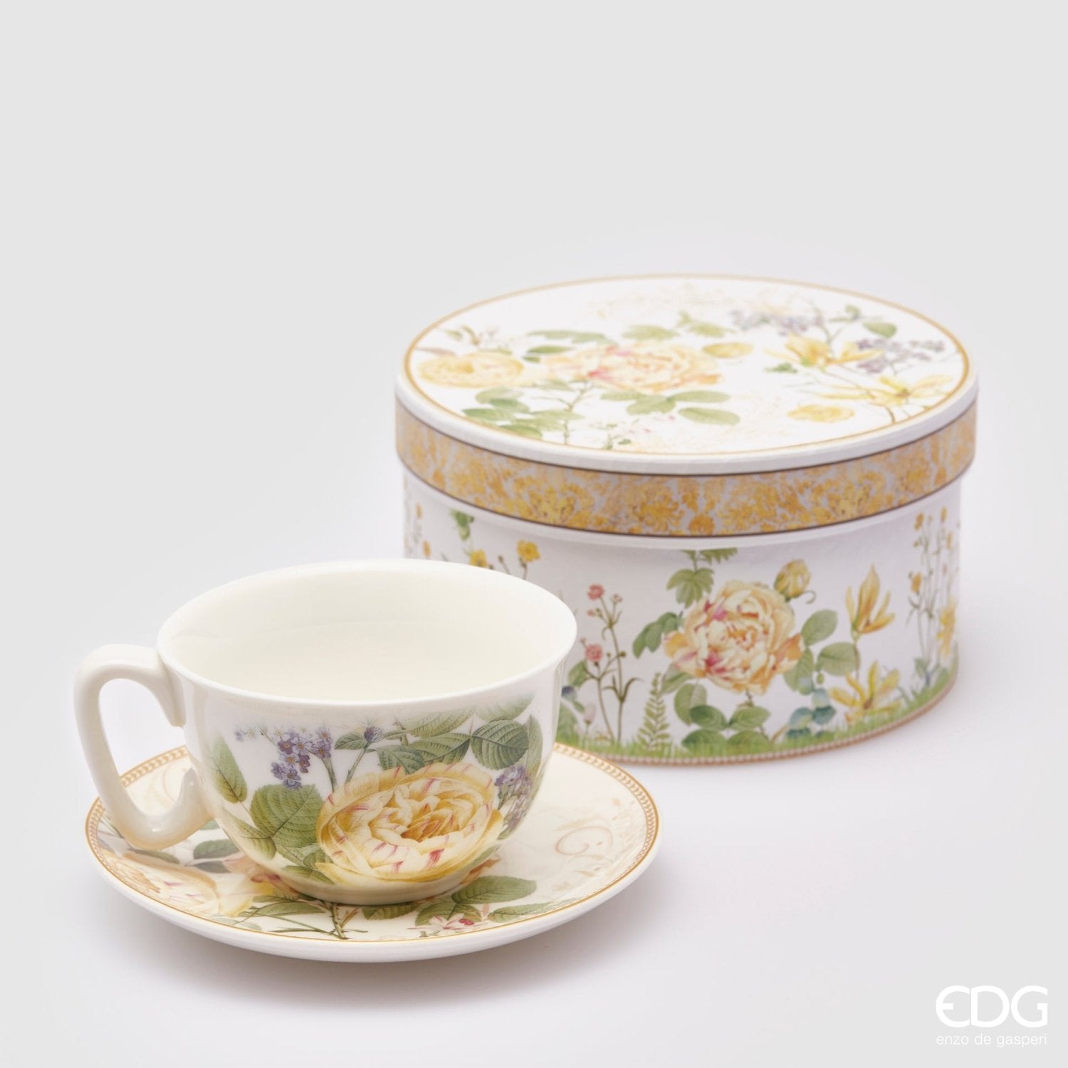 Edg - Tazza da tè in fine porcellana con piattino decoro fiori | Rohome | Rohome