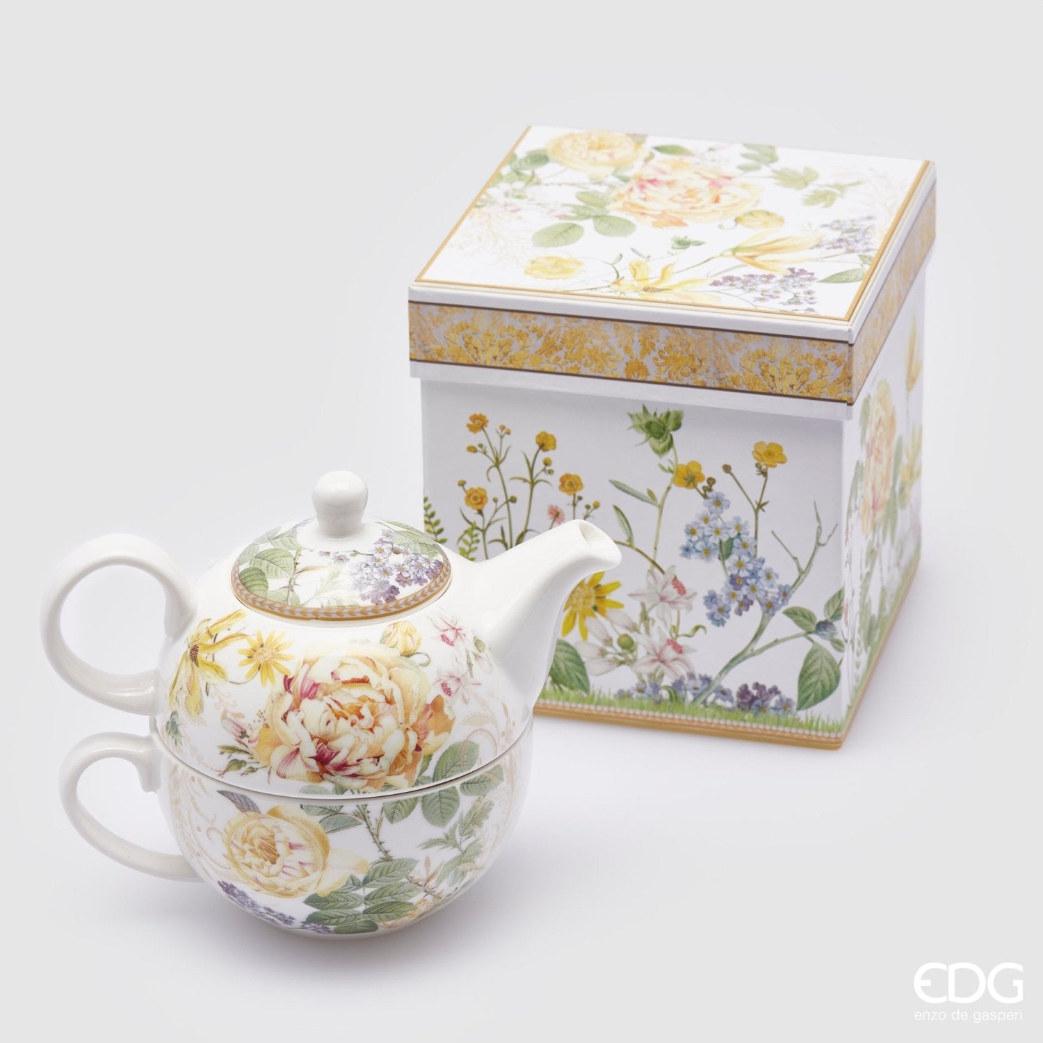 Edg - Teiera con tazza in fine porcellana decoro fiori | Rohome | Rohome