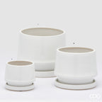 Edg - Vaso cachepot con piatto in ceramica bianco | Rohome | Rohome