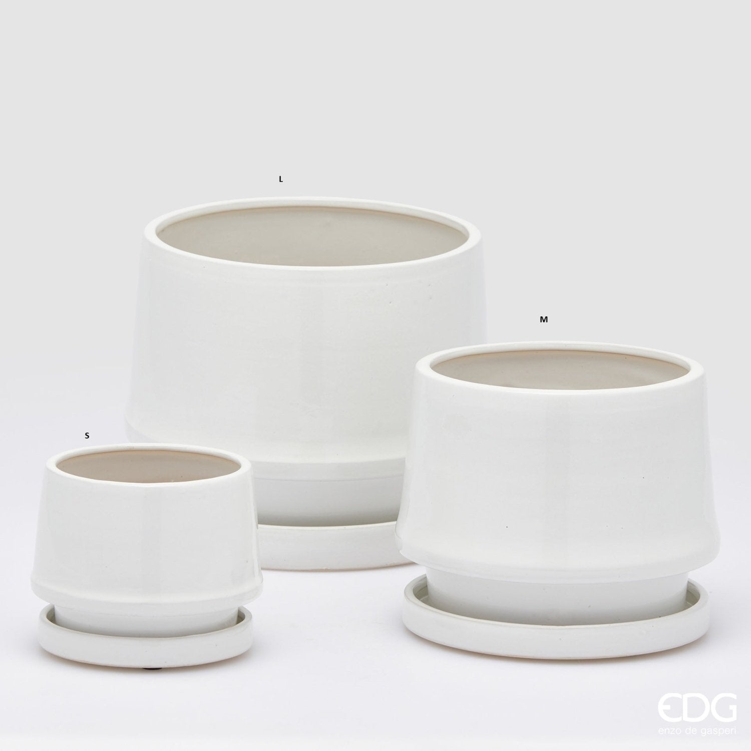 Edg - Vaso cachepot con piatto in ceramica bianco | Rohome | Rohome