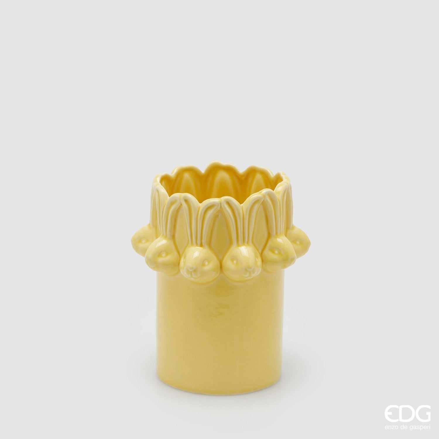 EDG - Vaso cilindro conigli Pasqua giallo h.19cm | Rohome | Rohome