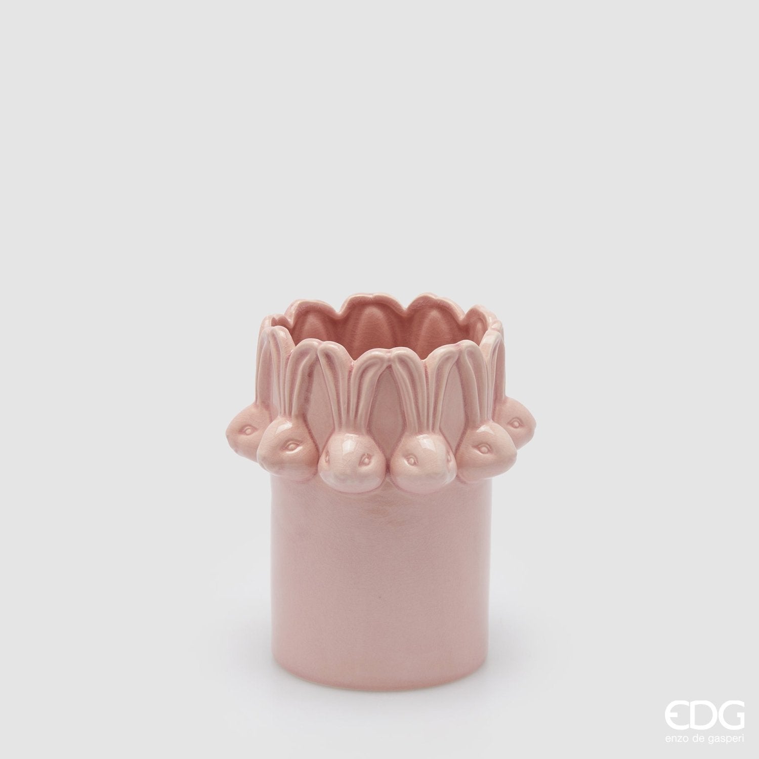 Edg - Vaso cilindro conigli Pasqua rosa h.19cm | Rohome | Rohome