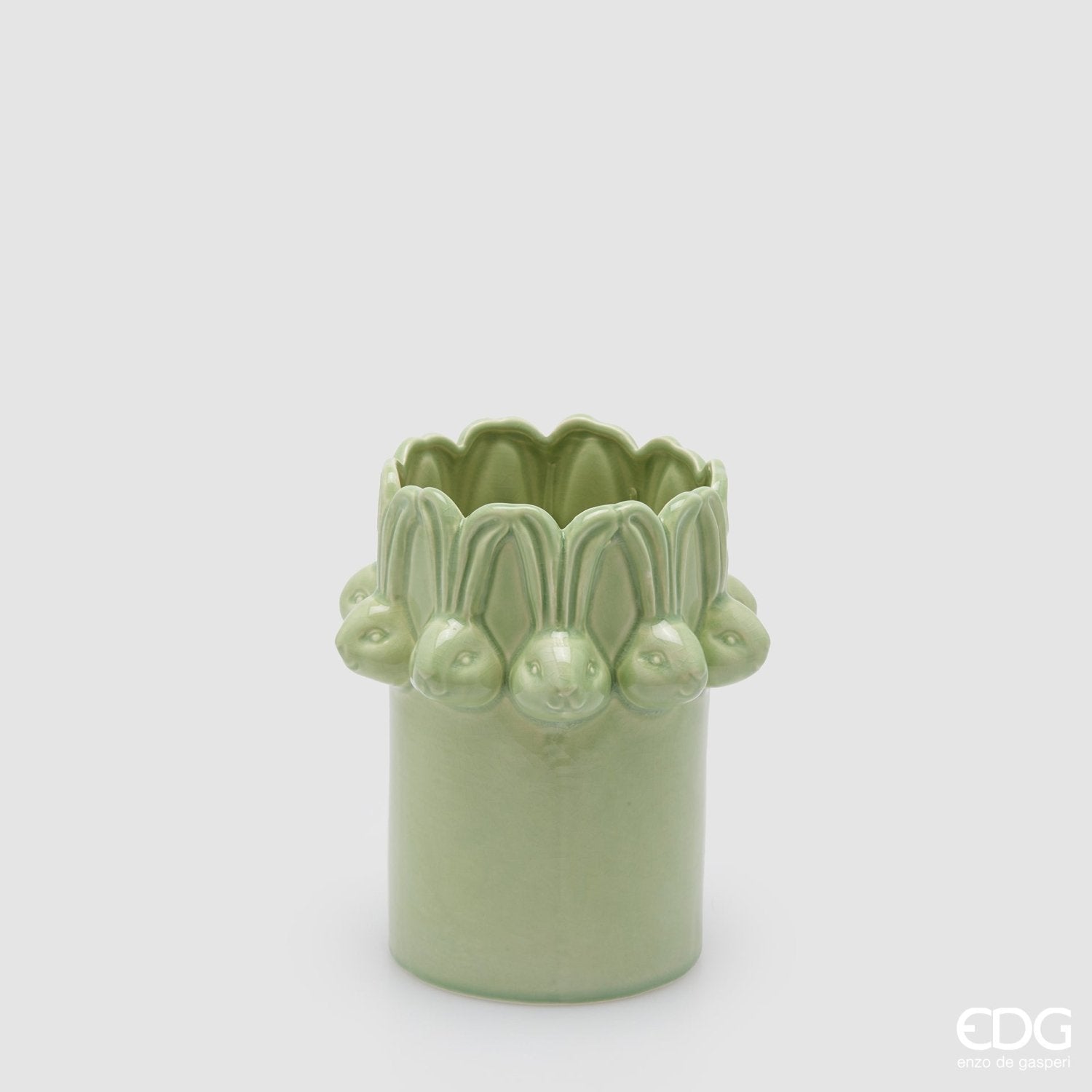 Edg - Vaso cilindro conigli Pasqua verde h.19cm | Rohome | Rohome