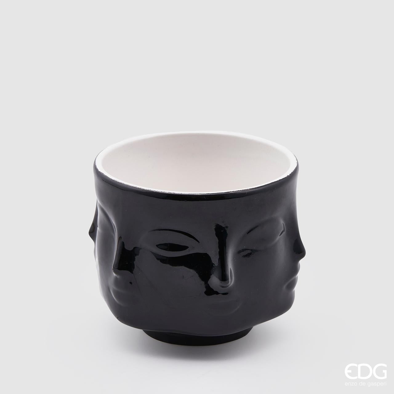 Edg - vaso facce deity in ceramica H.9cm d.11cm nero | Rohome | Rohome