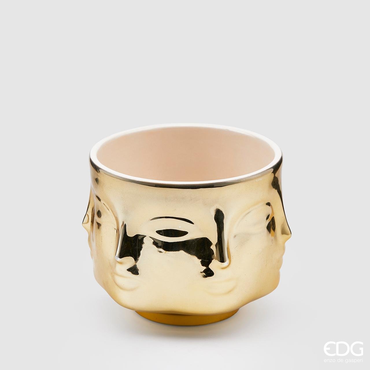 Edg - vaso facce deity in ceramica H.9cm d.11cm oro | Rohome | Rohome