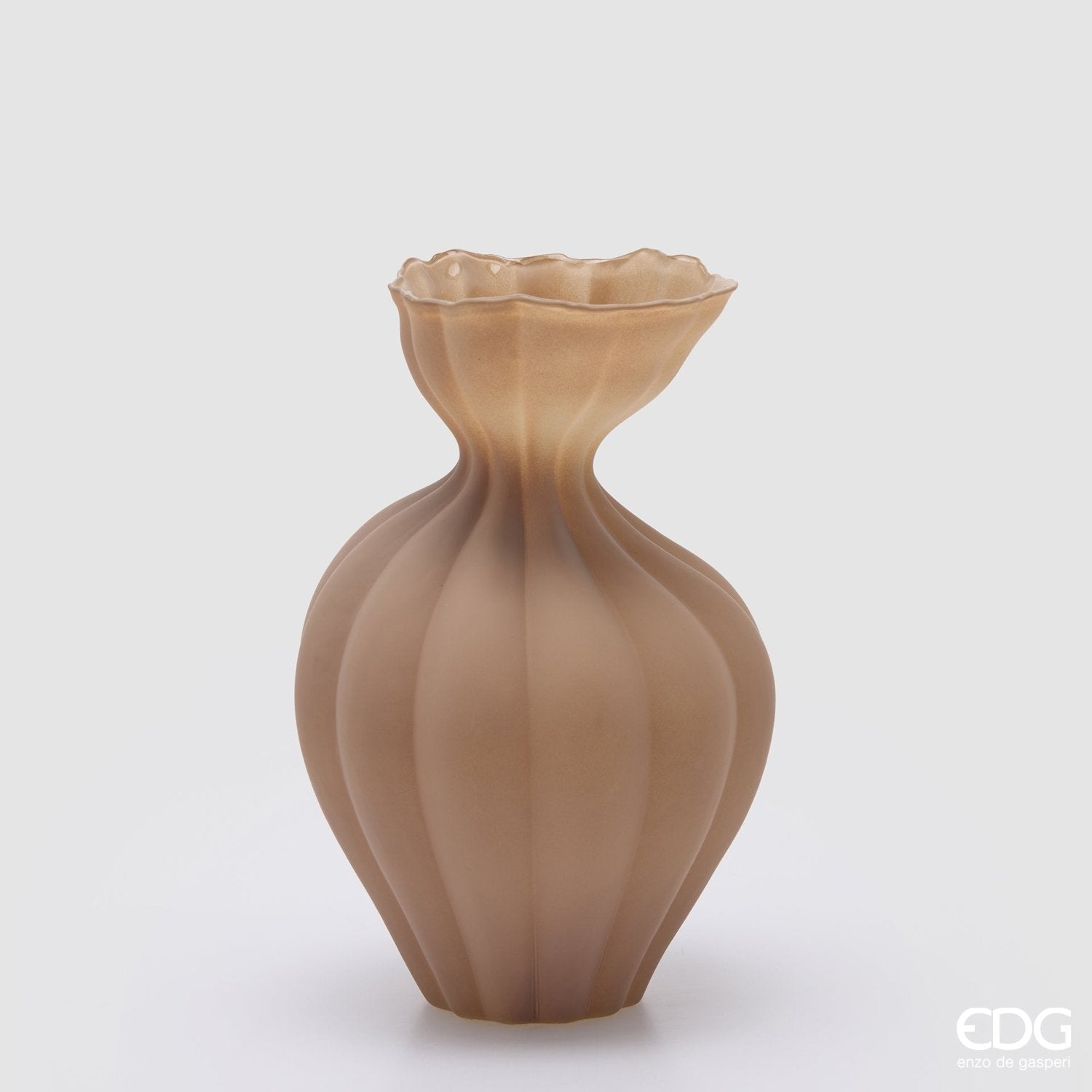 Edg - Vaso flow sinuoso in vetro marrone H.30.5cm | Rohome | Rohome