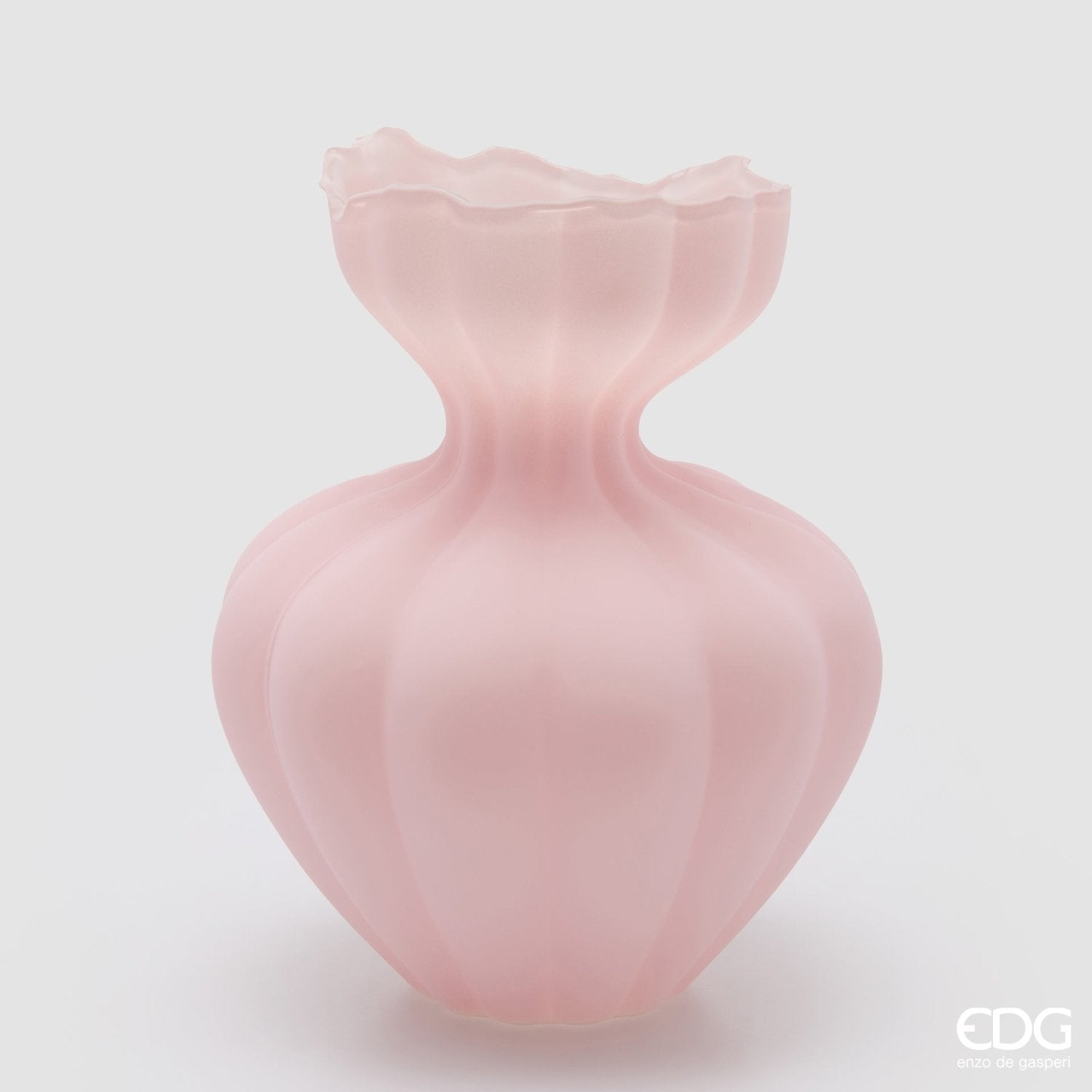 Edg -Vaso flow sinuoso in vetro rosa h.32cm | Rohome | Rohome