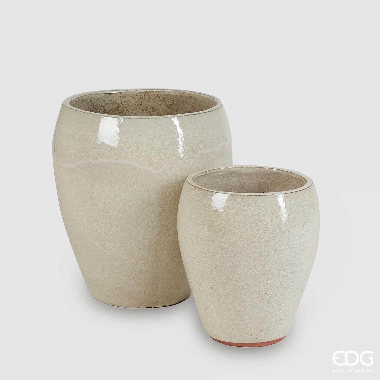 Edg - Vaso glaze bomb in terracotta con foto uso esterno beige | Rohome | Rohome