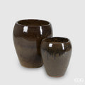 Edg - Vaso glaze bomb in terracotta verde con foro uso esterno | Rohome | Rohome