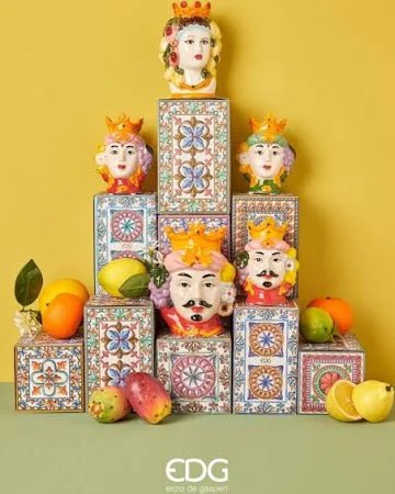 Edg - Vaso testa sicily in ceramica multicolor h.15cm | Rohome | Rohome