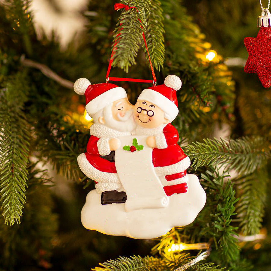 Decorazione Personalizzabile Babbo e Mamma Natale e con Lista | Rohome