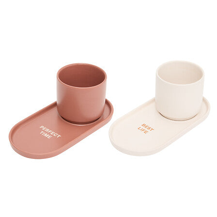 Set 2 Mug da caffè o capuccino con piattino | Rohome