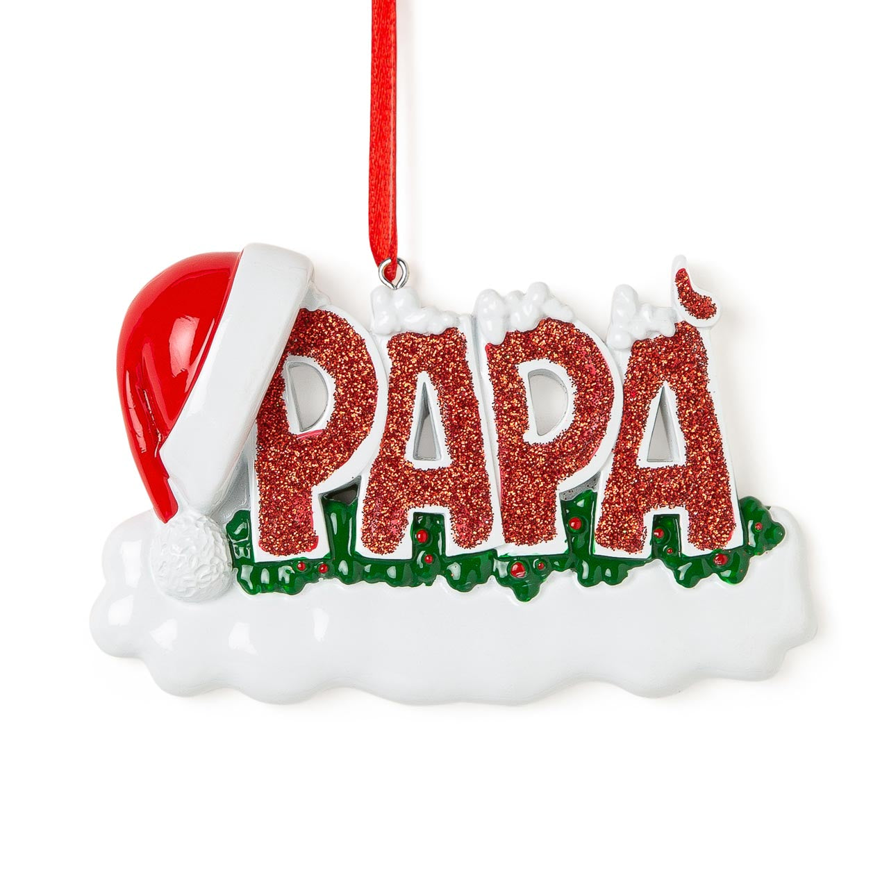 Decorazione Natalizia “PAPA'” con Glitter e Cappello di Babbo Natale| Rohome