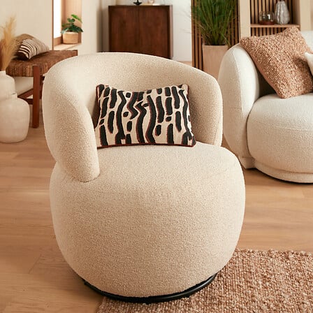 Poltrona in tessuto beige girevole | Rohome