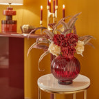 Vaso in vetro ampolla con fiori artificiali | Rohome