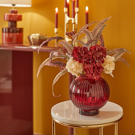Vaso in vetro ampolla con fiori artificiali | Rohome