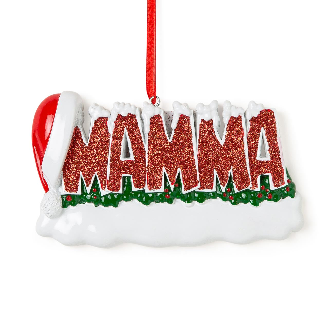 Decorazione Natalizia “MAMMA” con Glitter e Cappello di Babbo Natale| Rohome