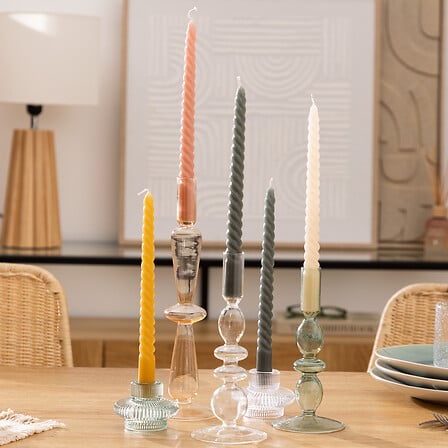 Set 4 Candele a stelo colore verde h.25cm | Rohome