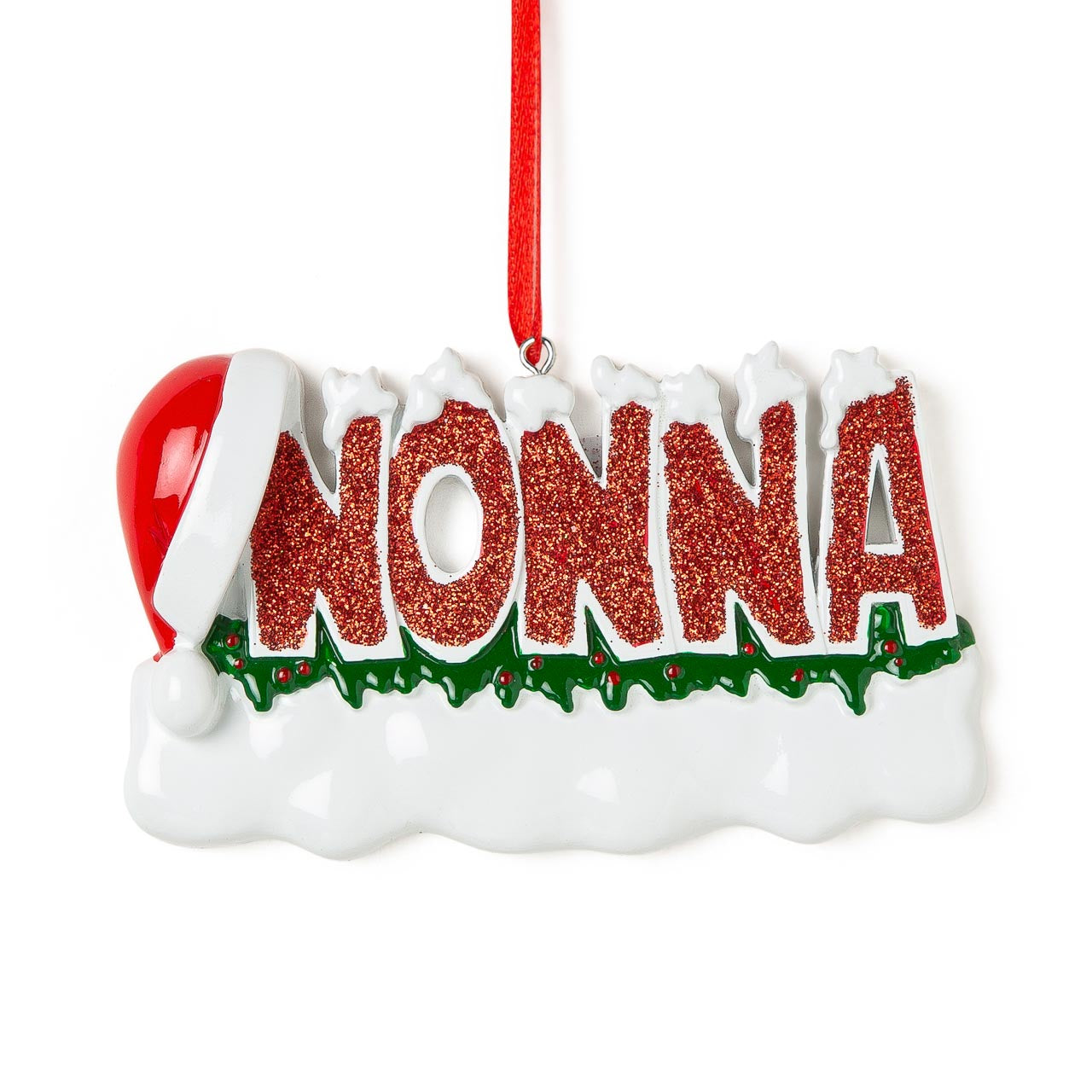Decorazione Natalizia “NONNA'” con Glitter e Cappello di Babbo Natale| Rohome