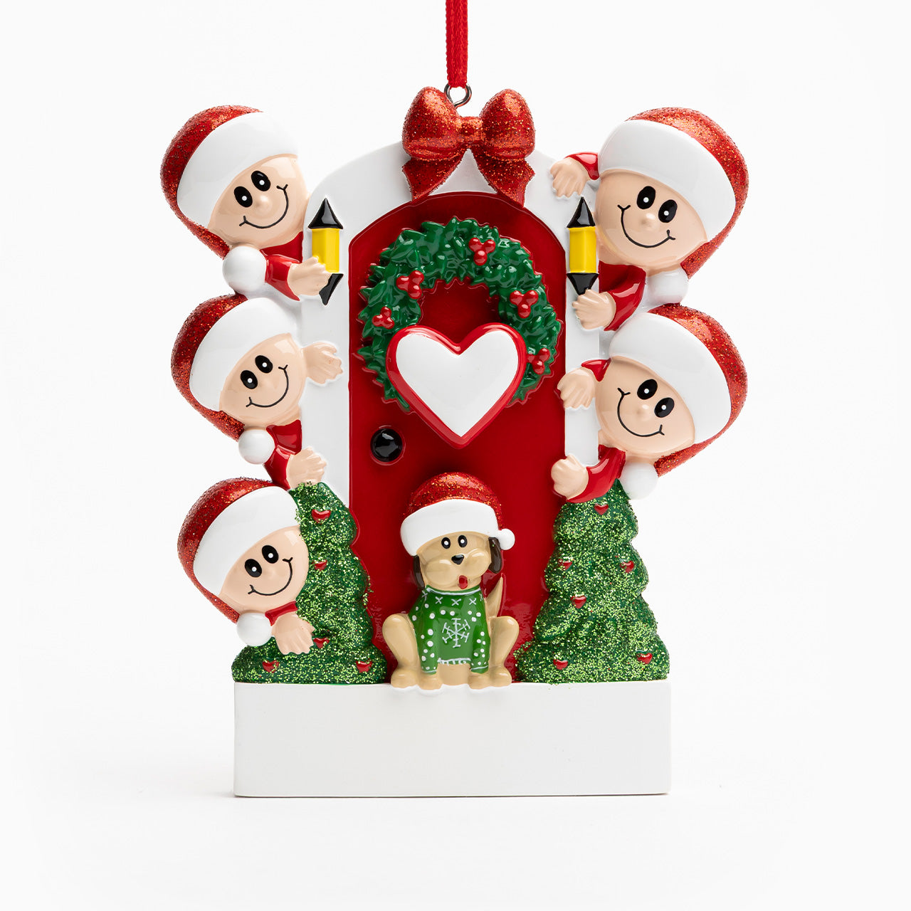 Decorazione Personalizzabile Famiglia alla Porta di Natale con Cane 5 | Rohome