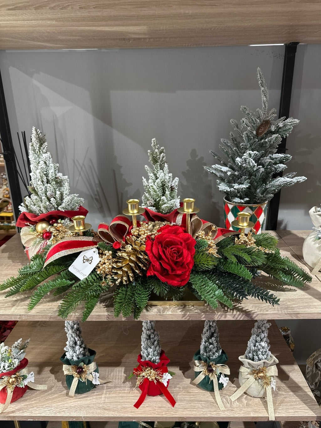 Fiori di Lena - Candeliere 4 fiamme natalizio rosso | Rohome | Rohome