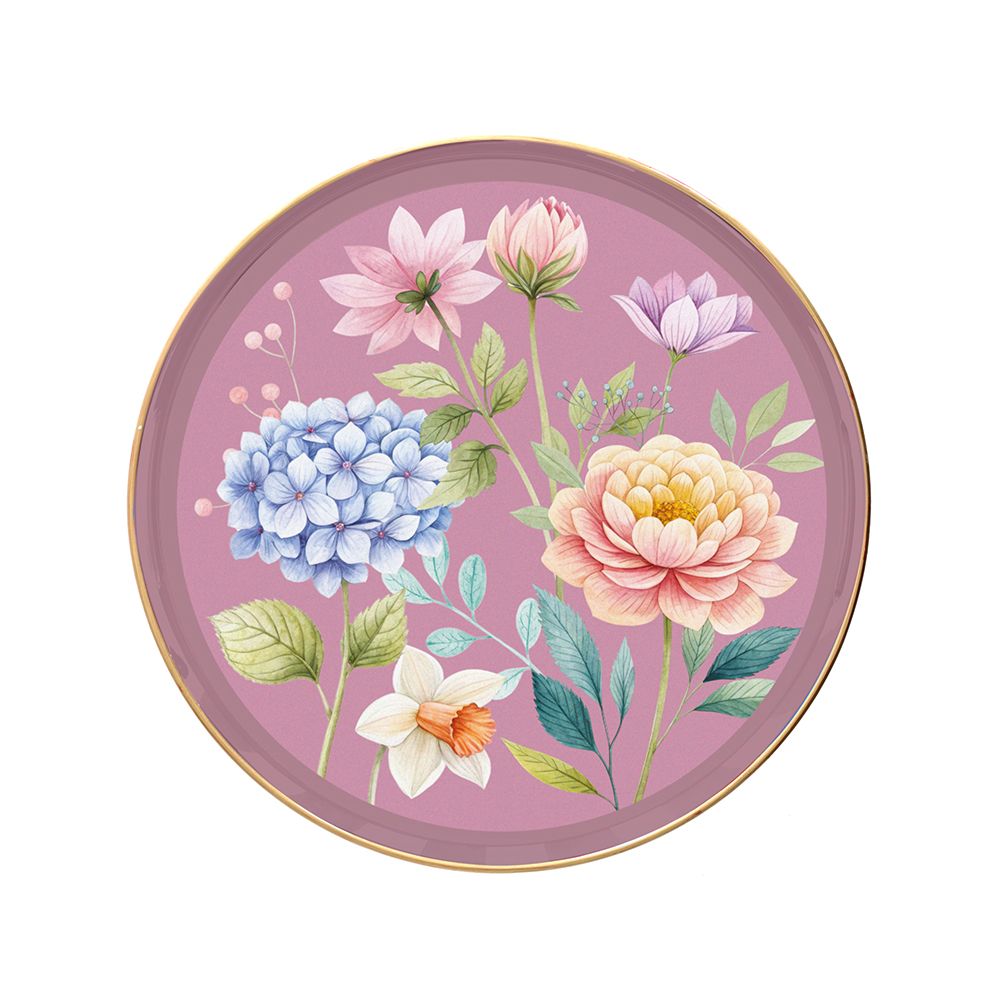 Fontebasso - vassoio rotondo con ortensie cm 38 | Rohome | Rohome