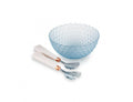 Insalatiera in vetro celeste e bianco bubble con 2 posate | Rohome | Rohome