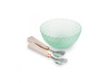Insalatiera in vetro verde e panna bubble con 2 posate | Rohome | Rohome