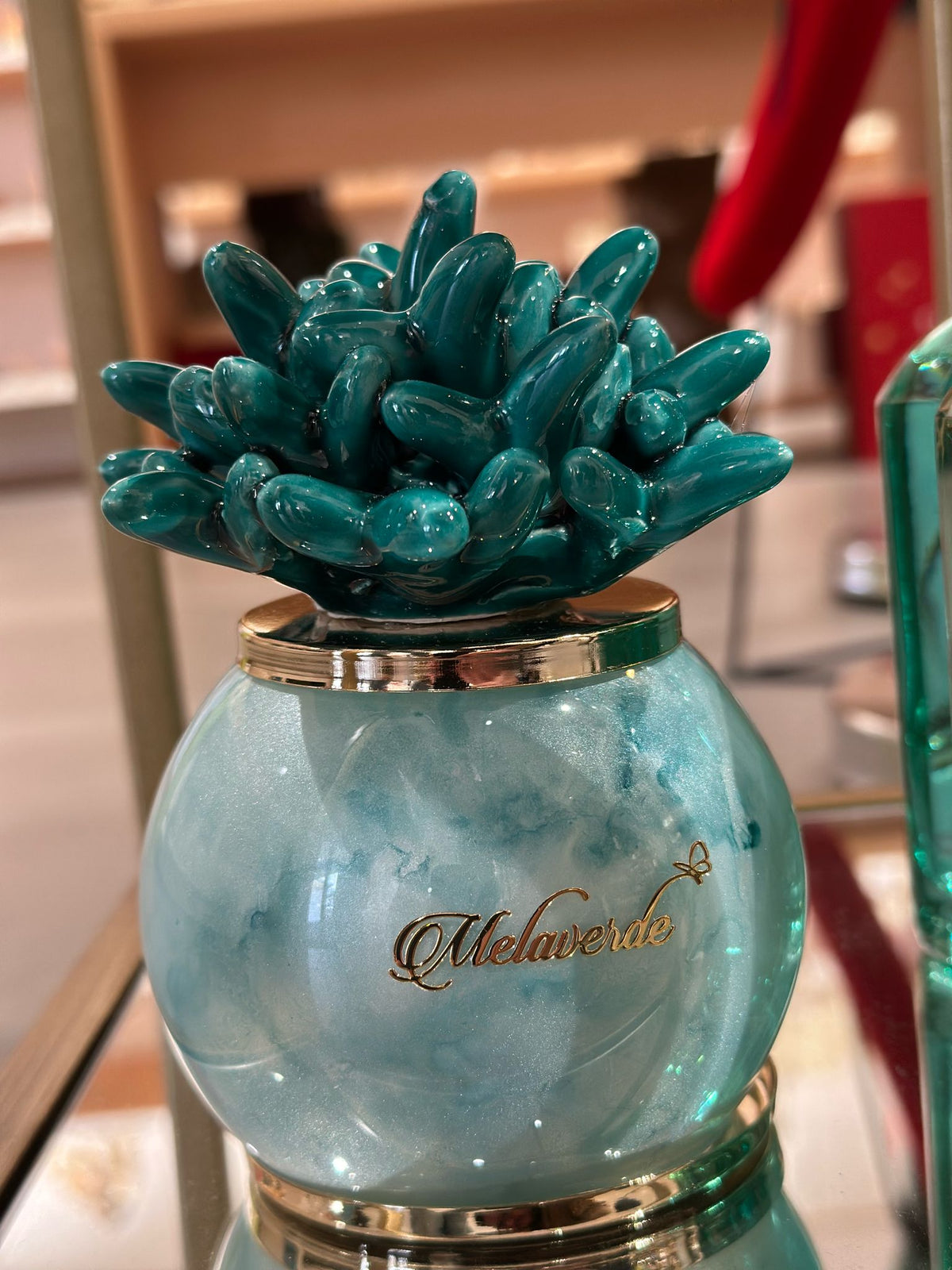 Melaverde - lampada piccola anemone effetto marmo verde scuro | rohome